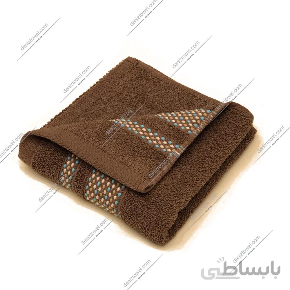 حوله دستی طرح حاشیه ژاکارد قهوه ای