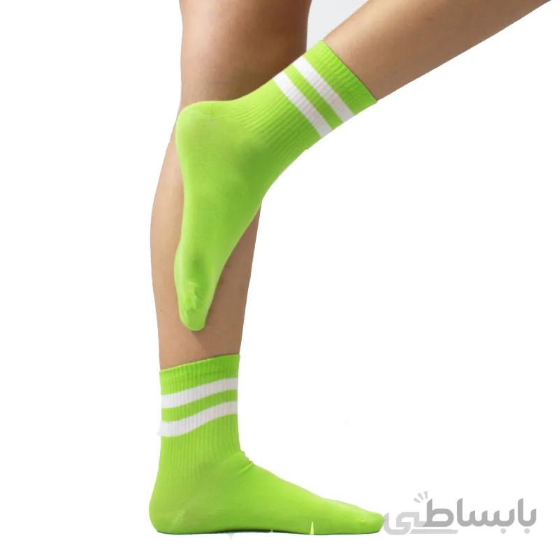 جوراب نیم ساق دوخط سبز روشن آپتیمیست