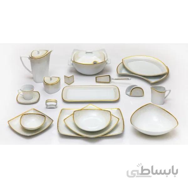 سرویس غذاخوری 6 نفره 30 پارچه چینی پردیس کاشان قالب پاریس طرح صنم نسکافه ای کد 463N