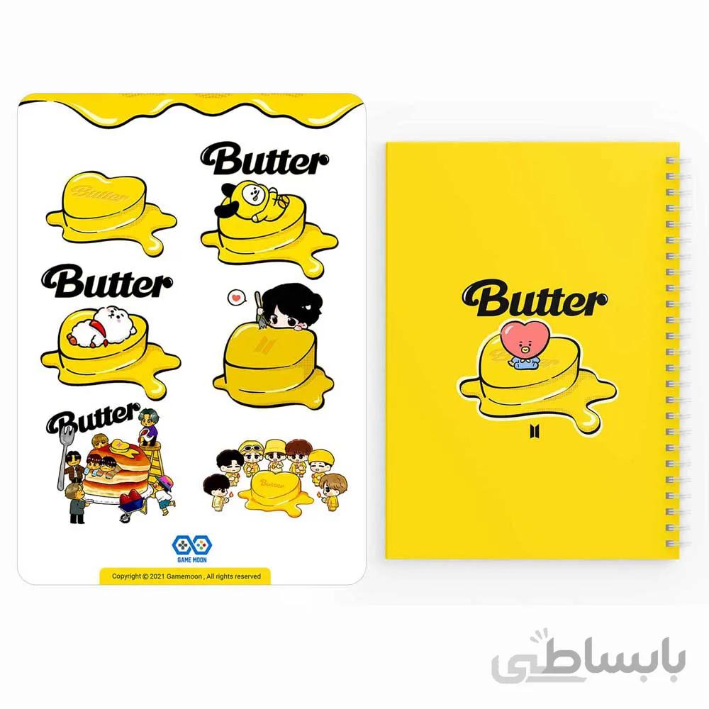 دفترچه يادداشت bts butter به همراه مجموعه ٦ عددی استيكر-کد 2026