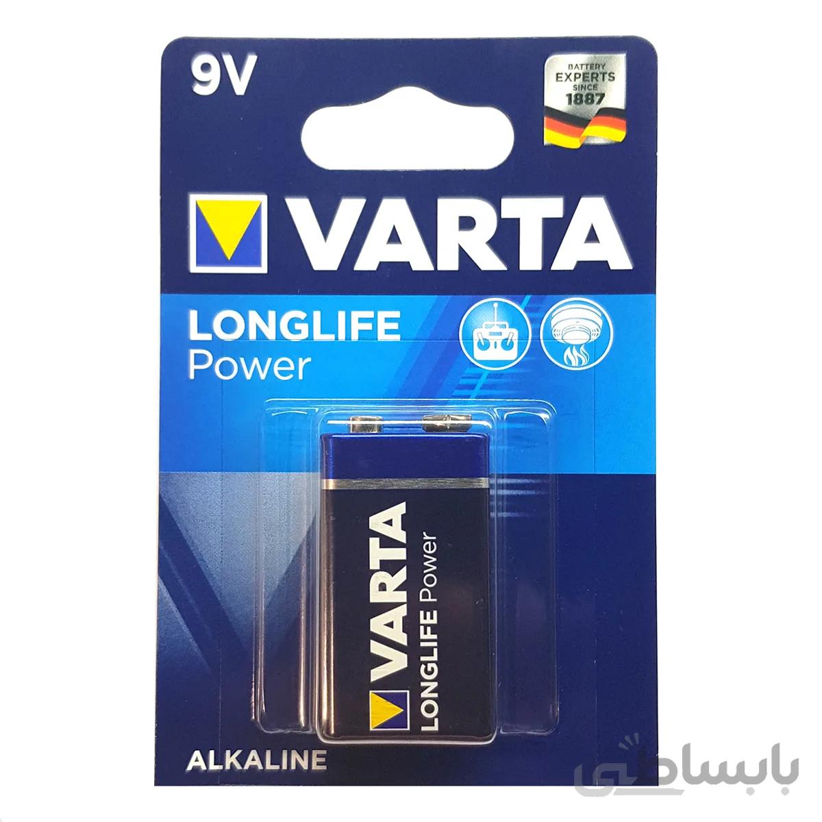 باتری کتابی وارتا مدل Long life power بسته یک عددی ا Varta Longlife Alkaline 9V Battery Pack Of 1