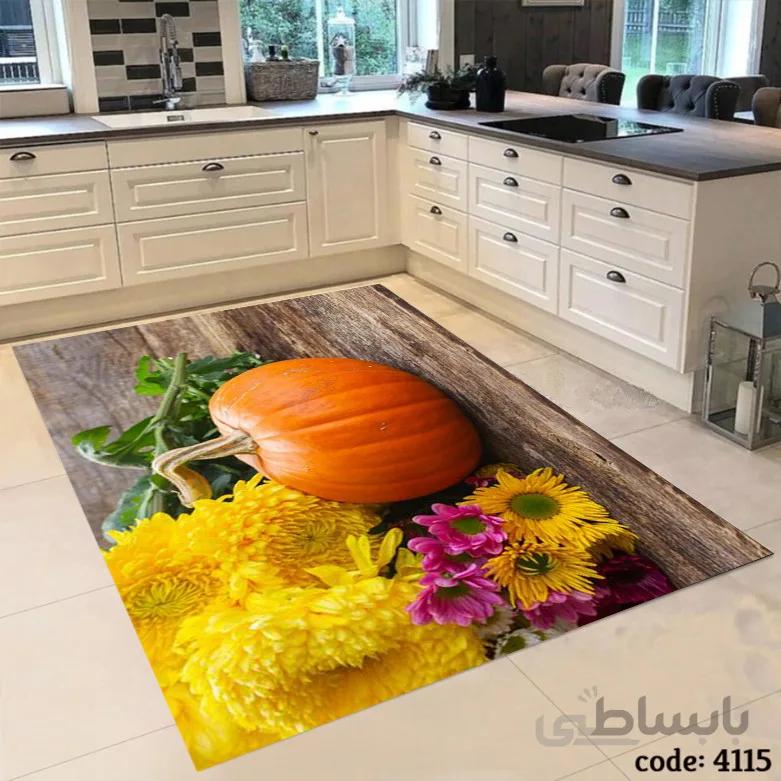 فرشینه اشپزخانه طرح دسته گل زرد 4115