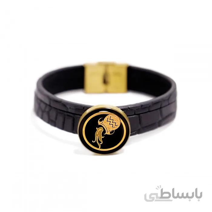دستبند چرم روکش طلا سری ونوس ماه تولد بهمن GLBM11