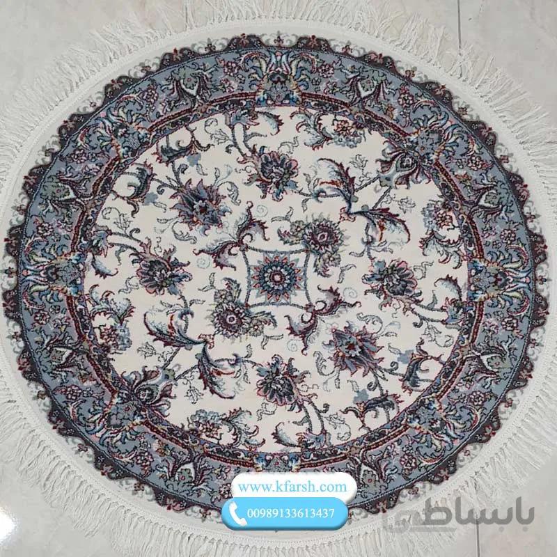 فرش گرد طرح افشان کرم