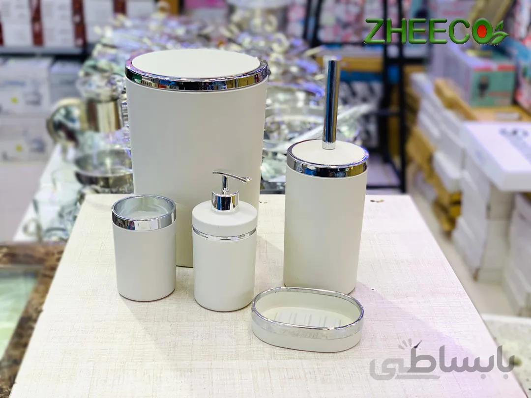 ست سرویس بهداشتی ۵ تکه اکرولیک طوسی نقره ای