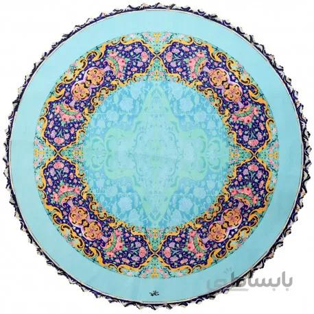 رومیزی مخمل گرد فیروزه
