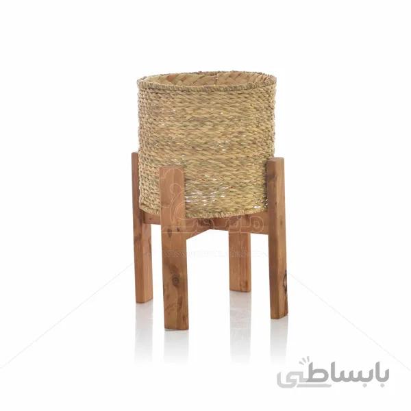 پایه گلدان حصیری چهار پایه قطر 22 سانت