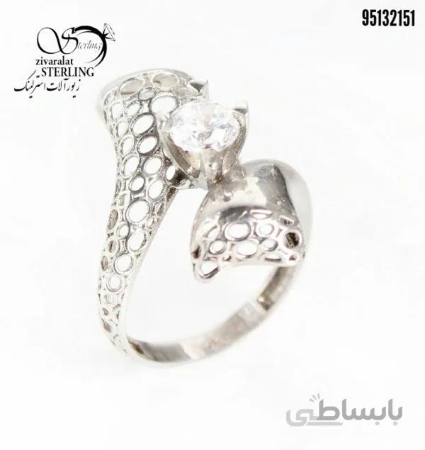 انگشتر نقره زنانه مارپیچ نگین