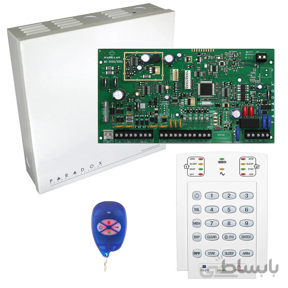 کنترل پنل MG5050 به همراه کی پد K10 پارادوکس + ریموت REM1 + جعبه فلزی