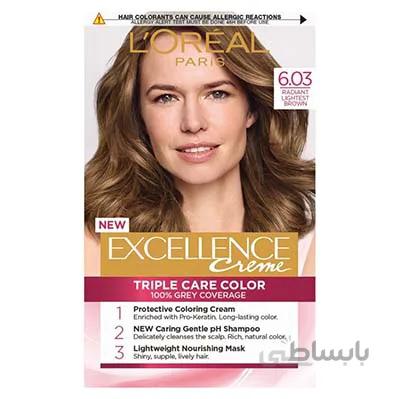 کیت رنگ مو اکسلانس لورآل شماره ۶٫۰۳ / Loreal Excellence Cream Hair Color