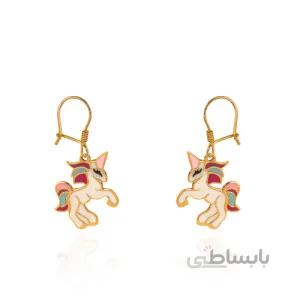 گوشواره طلا کودک طرح یونیکورن کد KE122