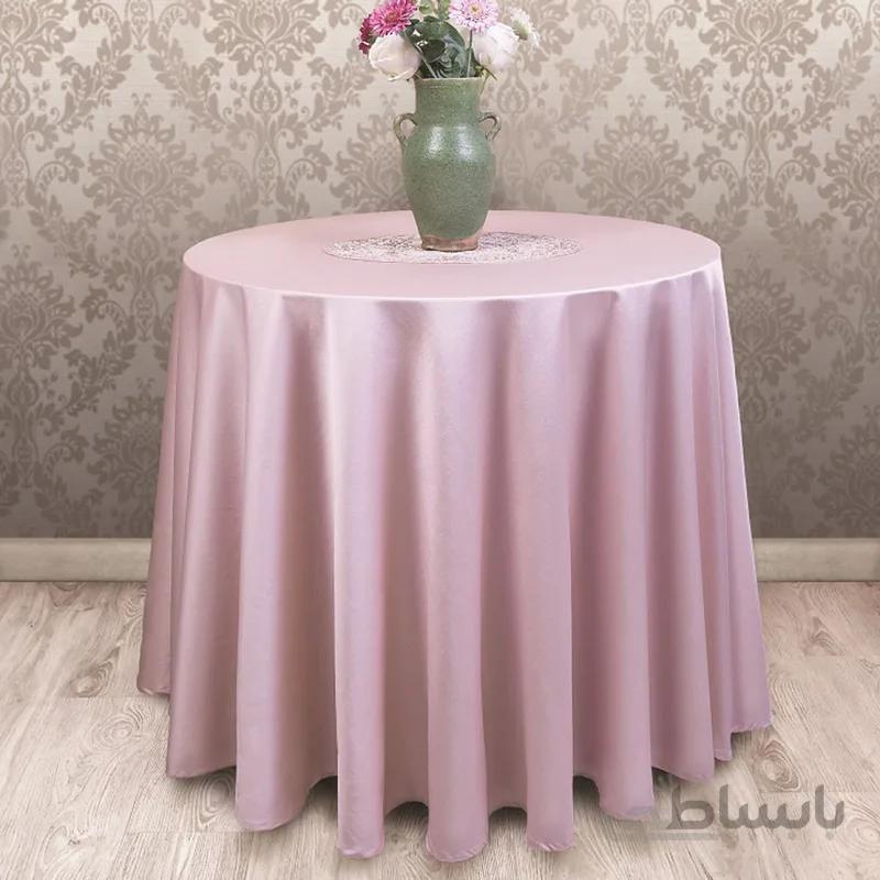 رومیزی ساتن پنبه گرد قطر 250 رزین تاژ طرح ساده
