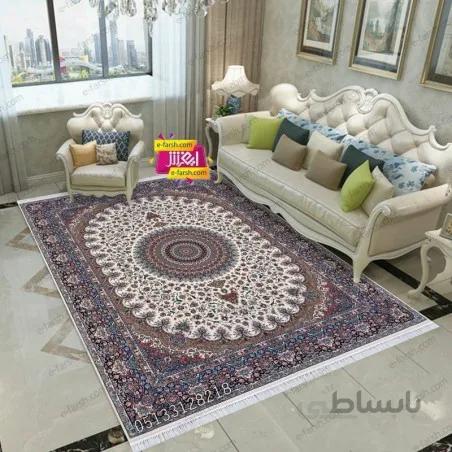 فرش ماشینی زمرد مشهد طرح 25028 کرم