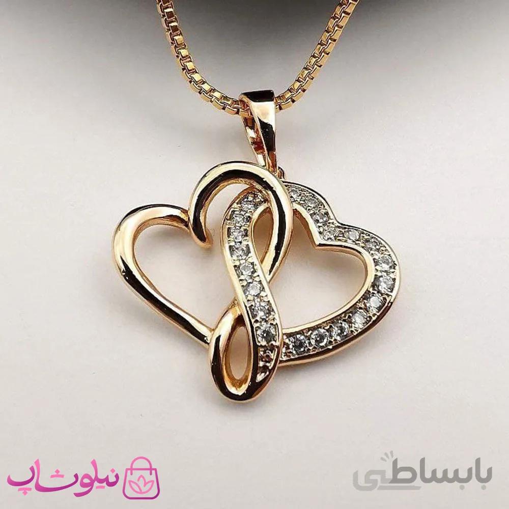 آویز گردنبند زنانه ژوپینگ طرح دو قلب کد 494-2