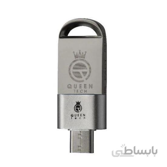 فلش ۶۴ گیگ کوئین تک QUEEN TECH Fact Plus + تبدیل OTG ا QUEEN TECH Fact Plus 64GB USB2.0 flash memory With OTG