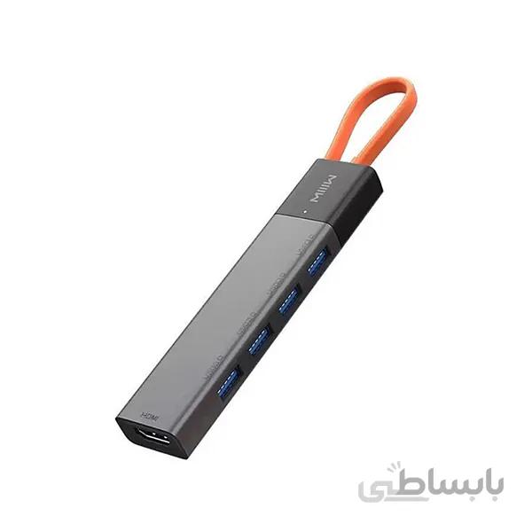 هاب 5 پورت شیائومی Miwu Type-C docking station HUB USB3.0*4+HDMI MWCMA02
