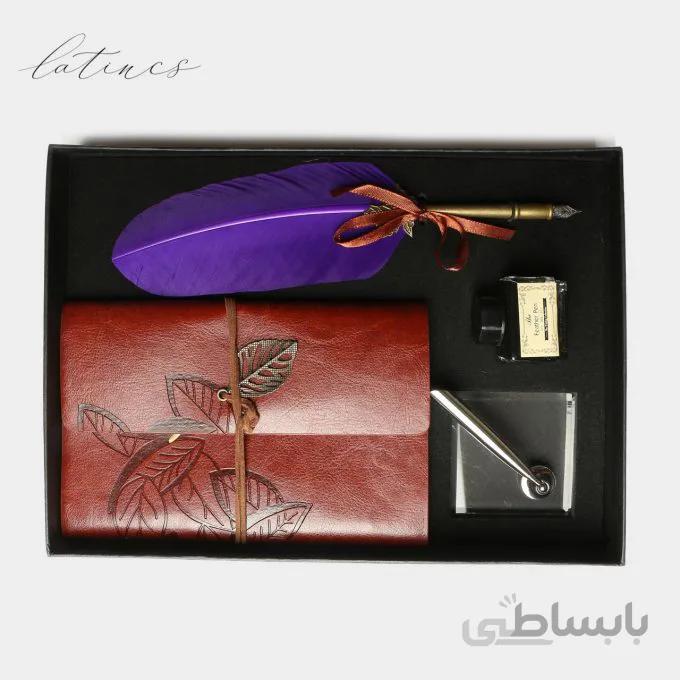 ست کالیگرافی قلم پر طرح مدرن رنگ بنفش