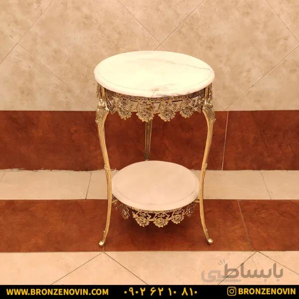 میز تلفن برنزی دو طبقه ۳۵ در ۴۰ گل رز