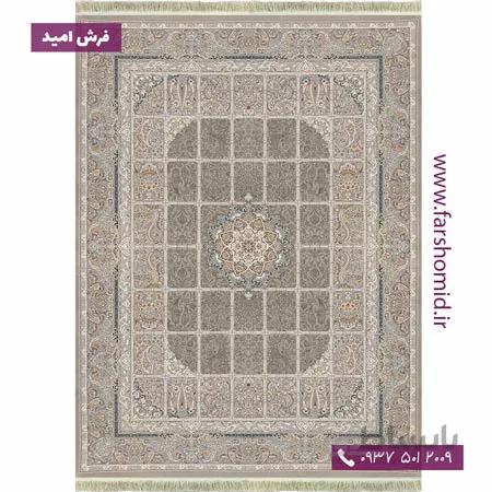 فرش ماشینی 1200 شانه 8 رنگ برجسته خشتی طرح 20۷01 نقره ای آرشام