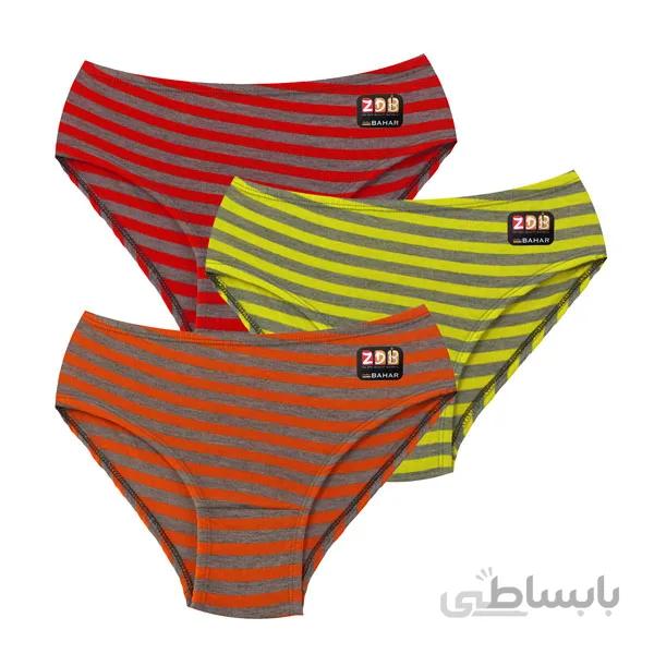 پک 3 تایی شورت زنانه نخی روشن راه راه اعلاء ارزان قیمت کد ZP50.1