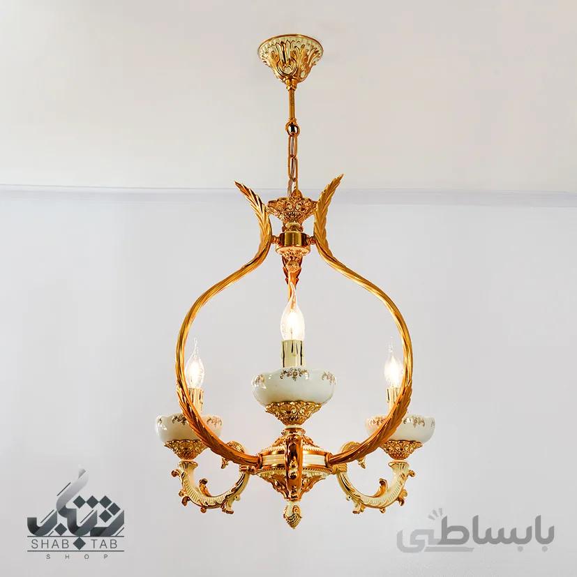 لوستر سه شعله سرامیکی نورسازان مدل گلوریا کد AJ516 ا AJ516