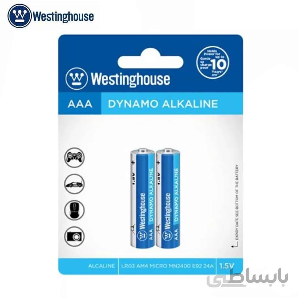 باتری نیم قلمی وستینگهاوس مدل AAA Dynamo Alkaline LR3 AM3 MIGNON 15A 1.5V بسته ۲ عددی