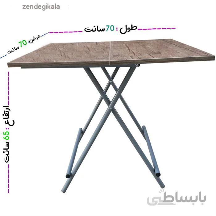میز تاشو چوبی مسافرتی بزرگ ا ابعاد : 70 * 70 سانتیمتر ارتفاع پایه : 65 سانت وزن : 8000 گرم جنس پایه ها : لوله آهنی نمره 20 جنس میز : چوب mdf تاشو تنوع در رنگ