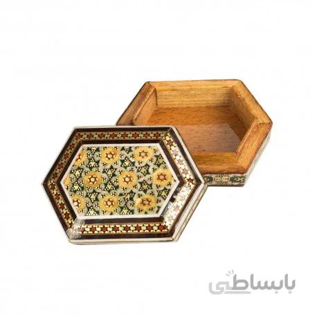 جعبه کوچک جاسکه ای خاتم شش گوش