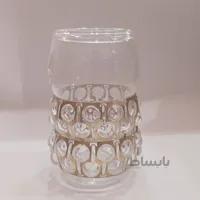 گلدان شیشه ای دستساز استوانه برنجی شفاف