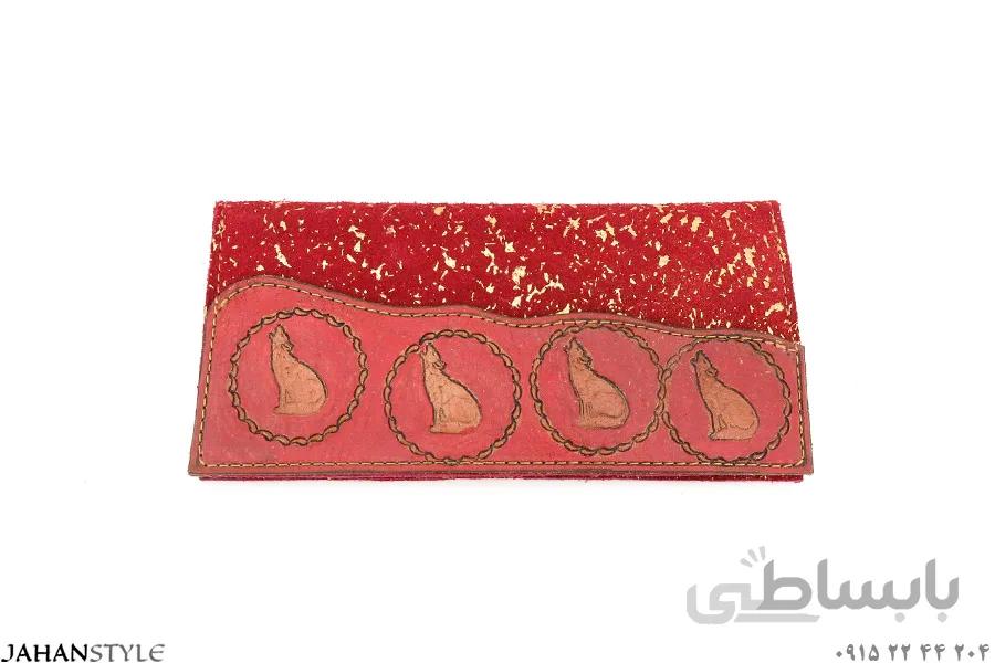 کیف پول و مدارک چرم اشبالت طبیعی مدل قلم زنی