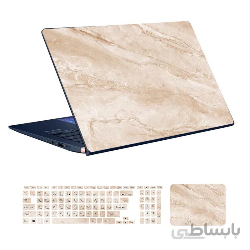 اسکین لپ تاپ طرح Marble کد ۱۱۴ به همراه استیکر کیبورد