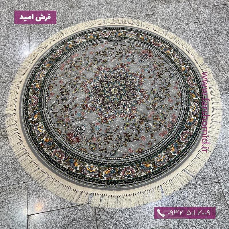 فرش ماشینی دایره 700 شانه 8 رنگ میخک ترمه ای سورنا