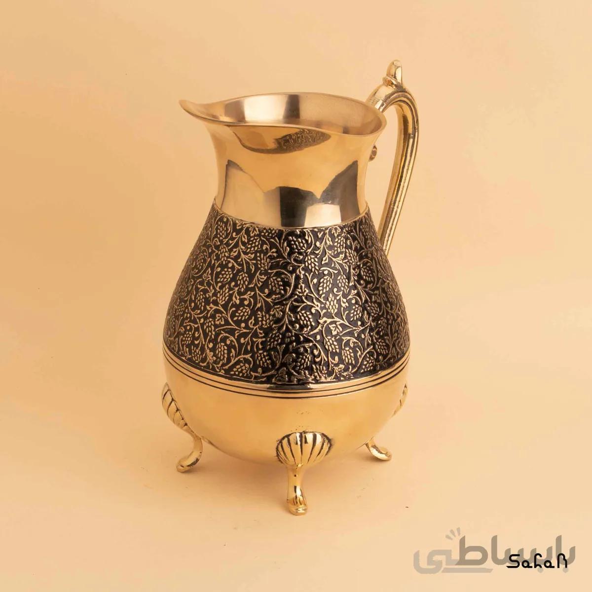 پارچ برنجی میناکاری سه پایه طرح انگوری