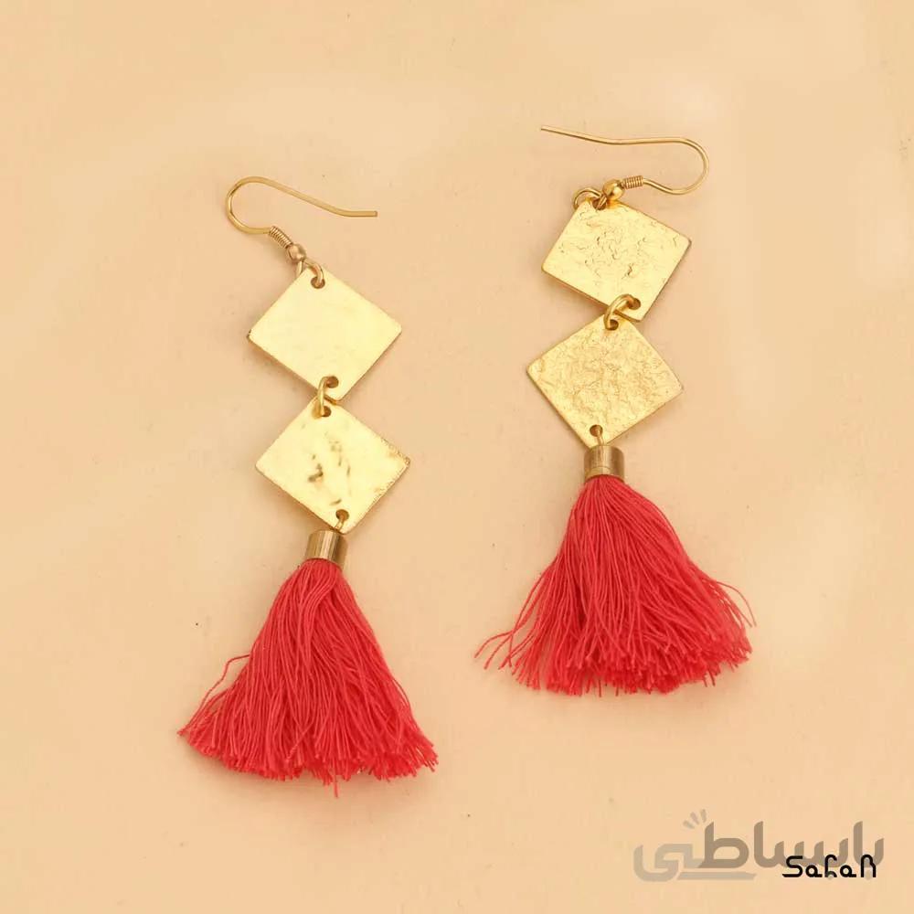 گوشواره هندی منگوله دار نخی لوستری