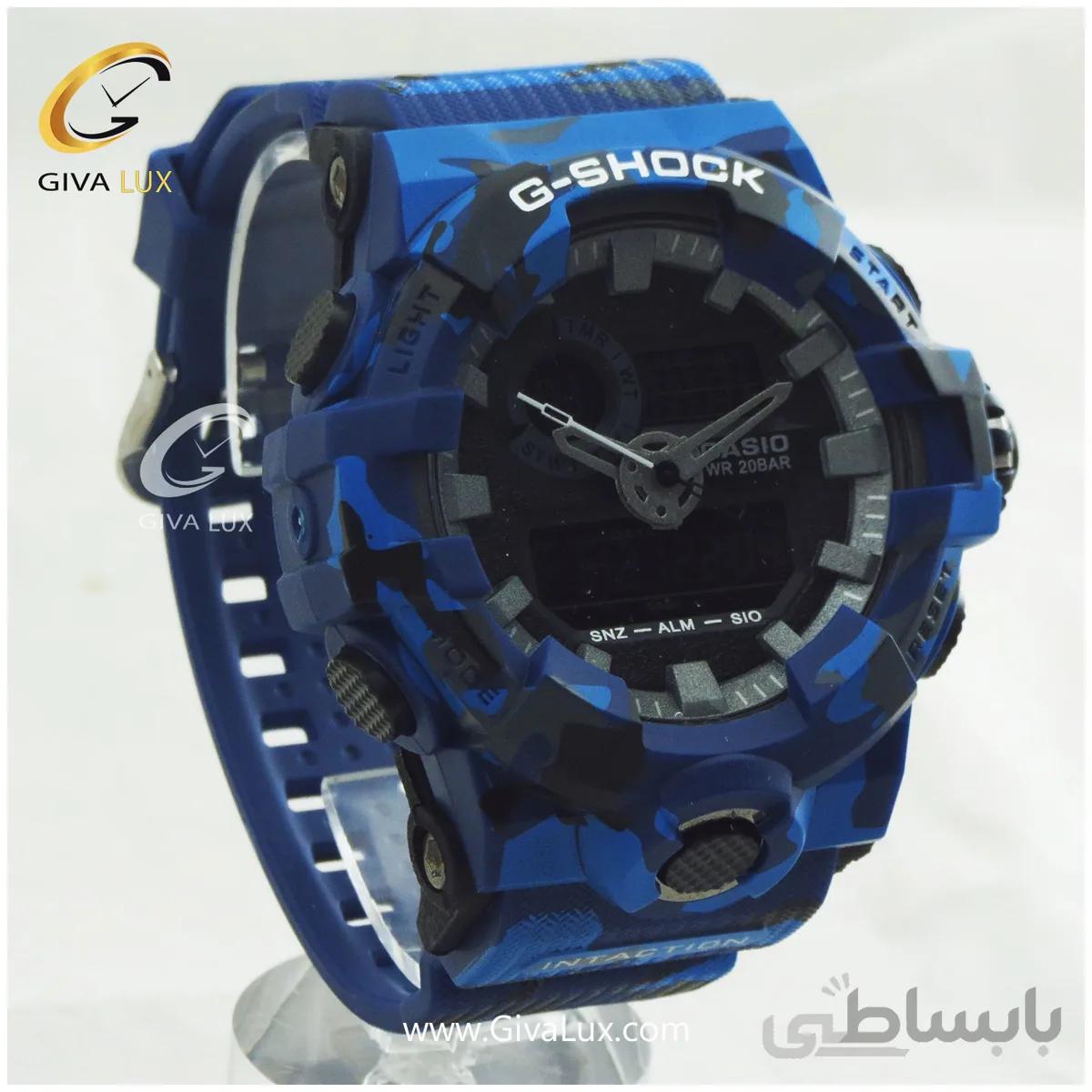 ساعت مچی اسپرت کاسیو جیشاک G-shock دو زمانه چریکی سرمه ای