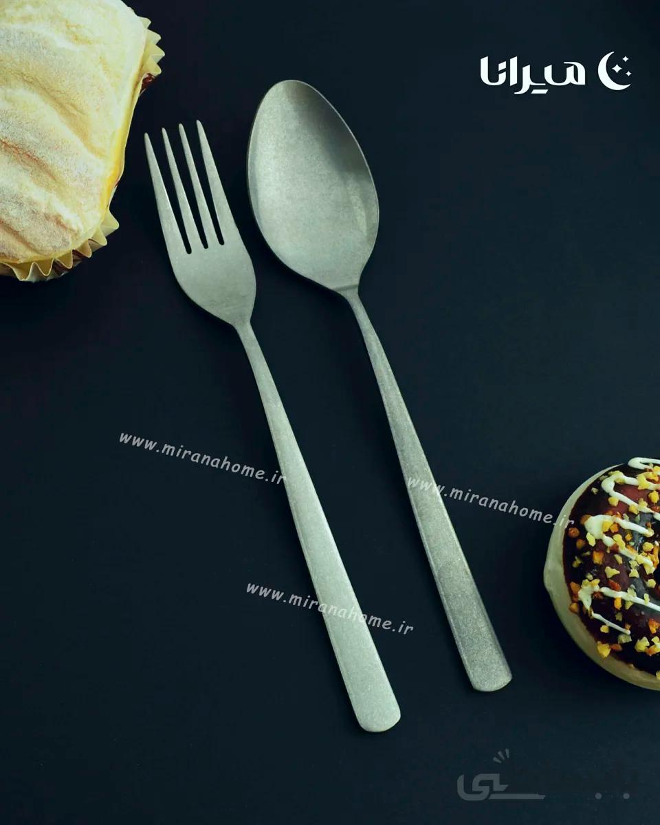 قاشق و چنگال تک 12 پارچه تمام مات مدل روما برند پاشا