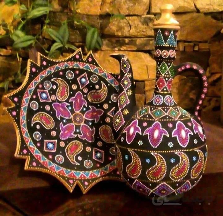 ست بشقاب و گلاب پاش سفالی کد ۱۰۷۸۲