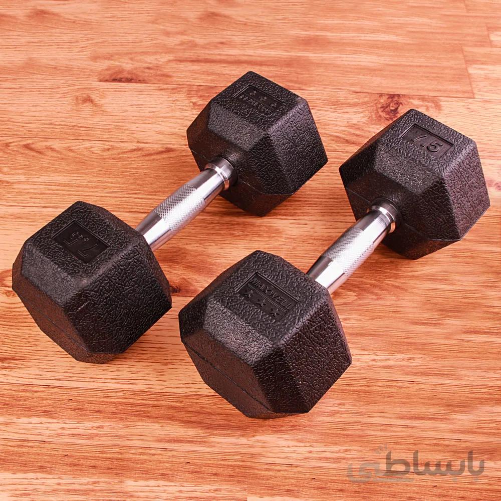 دمبل 7.5 کیلو گرمی شش گوش MAXWELL
