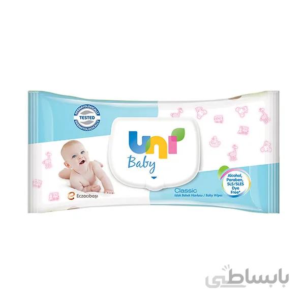دستمال مرطوب یونی مدل classic بسته 56 عددی