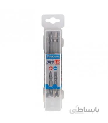 سر پیچ گوشتی نووا مدل NTB1190 سایز 110mm-یک سر دوسر- یک سر چهارسو