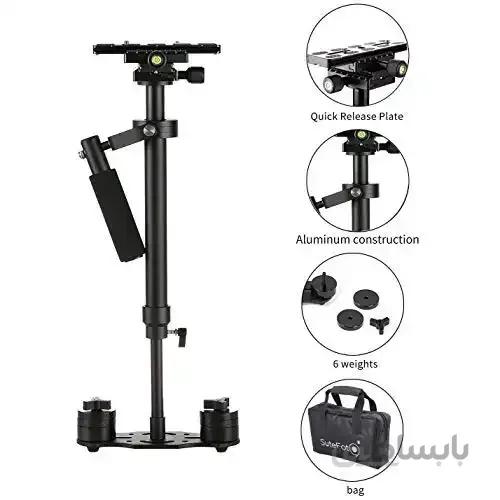 Sutefoto قابل حمل S-60 Max Hight 0.6 متر استابلایزر نسخه حرفه ای برای دوربین فیلمبرداری DV DSLR - قابلیت تحمل وزن 0.2-3.5 کیلوگرم (7 پوند)