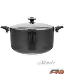 قابلمه کوتاه سایز 28 گرانیتا نوک مدادی با درب شیشه ای زرساب