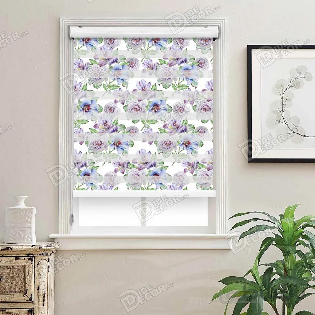 پرده زبرا گل دار چاپی دو رو کد ZMP 562