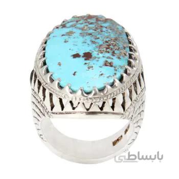 انگشتر نقره مردانه مدل فیروزه نیشابور مخراج زبرجد کد AM_1988