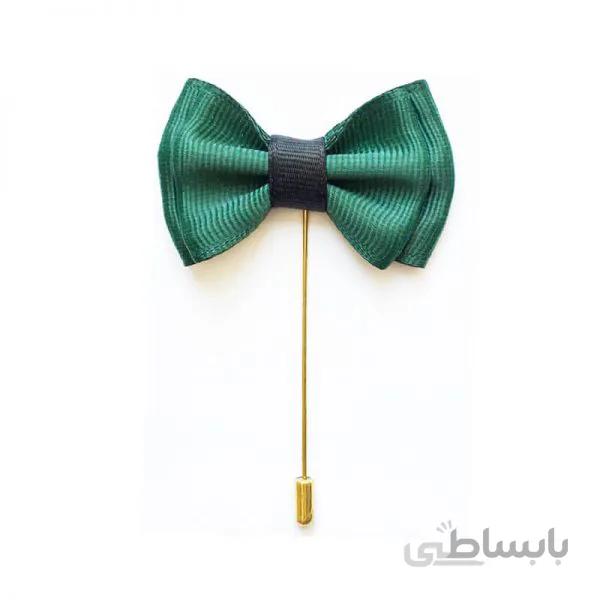 سنجاق کت سبز پاپیونی طرح دار BR1110