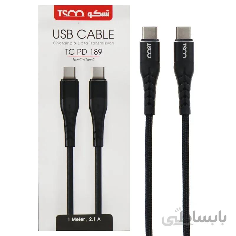 کابل تبدیل TSCO TC PD189 Type-C to Type-C 2.1A 1m ا TSCO TCPD189 Type-C To Type-C Cable