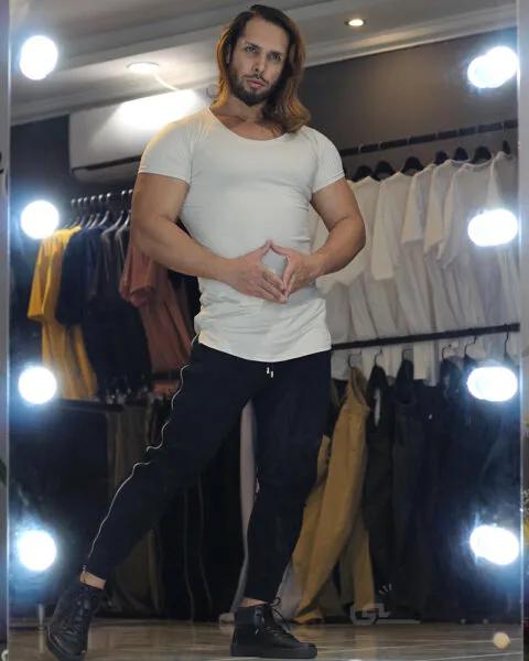 تیشرت پلی استر ویسکوز ا Men's T-shirt, code 273, SH design, viscose , white color
