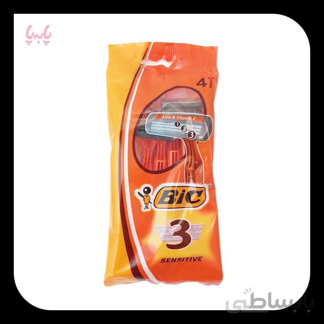 خودتراش بیک مدل سنستیو سه لبه بسته 4 عددی