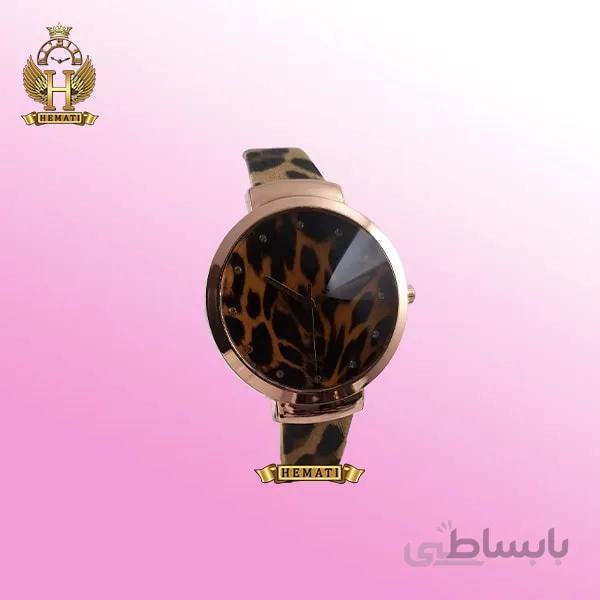 ساعت فانتزی دخترانه طرح پلنگی بند چرم WA101