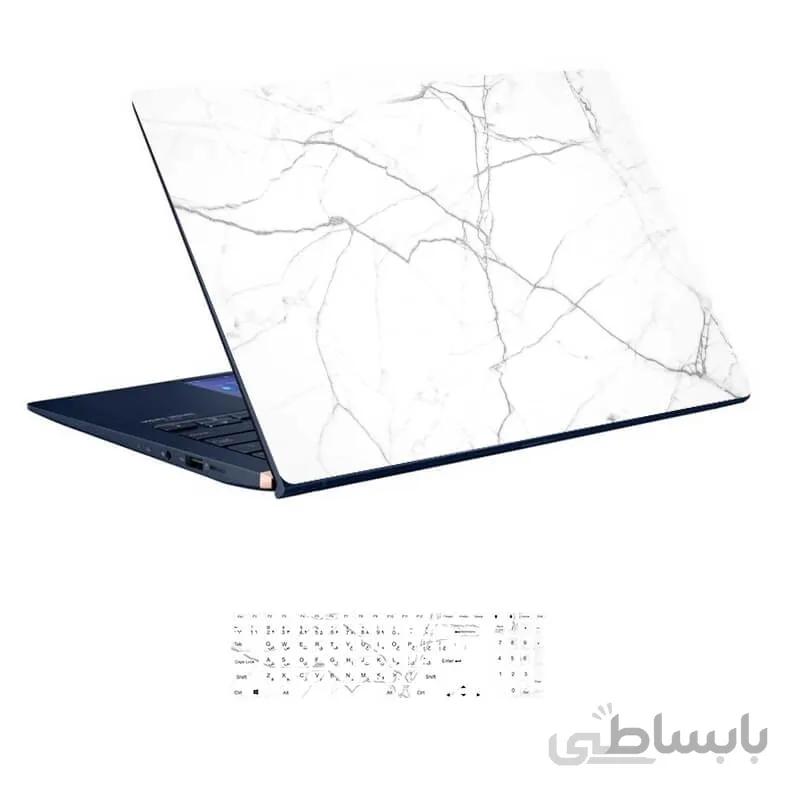 اسکین لپ تاپ طرح Marble کد ۲۰ به همراه استیکر کیبورد